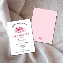 Invitación a Baby Shower de zapatos rosados