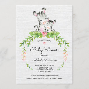 Invitación a Baby Shower de Zebra de la jungla de 