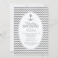 Invitación a Baby Shower del Ancla Náutico purpuri