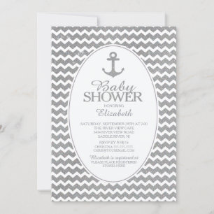 Invitación a Baby Shower del Ancla Náutico purpuri