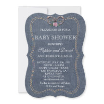 Invitación a BABY SHOWER del antiguo Denim Horsesh