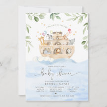 Invitación a baby shower del Arca de Noé