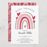 Invitación a Baby Shower del arco iris del corazón