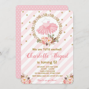 Invitación a Baby Shower del ballet rosado Tutu Ba