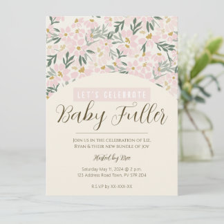 Invitación a Baby Shower del Boho floral rosa de b