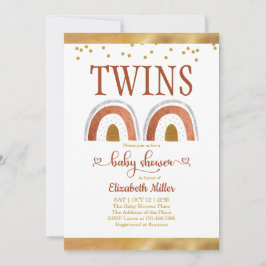 Invitación a Baby Shower del Boho Rainbow Gold Twi
