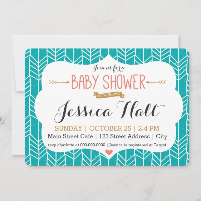Invitación a Baby Shower del Boho Tribal (Anverso)