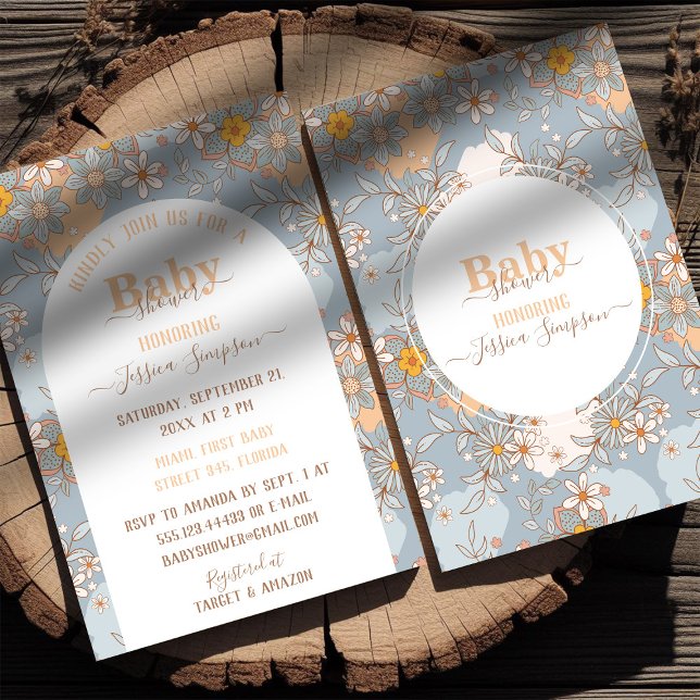 Invitación a Baby Shower del Boho Wildflower Chica (Subido por el creador)