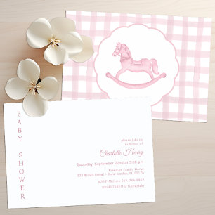 Invitación a Baby Shower del caballo rocoso rosado