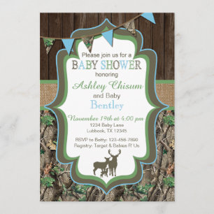 Invitación a Baby Shower del Camo Verde Azul