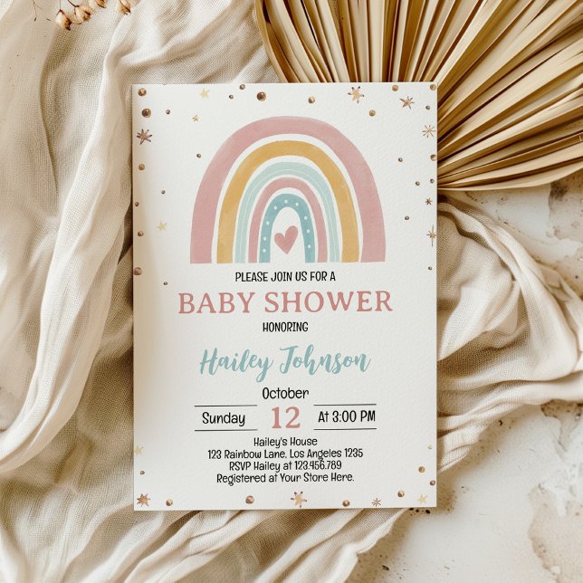 Invitación a Baby Shower del Chica arcoiris Boho P (Subido por el creador)