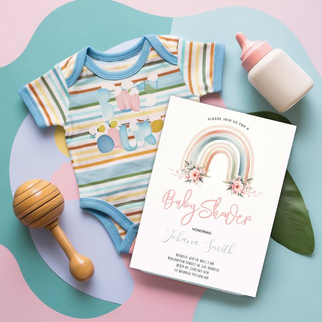 Invitación a Baby Shower del Chica arcoiris del bo (Subido por el creador)