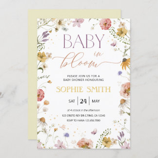 Invitación a Baby Shower del Chica Baby In Bloom