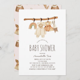 Invitación a Baby Shower del Chica Boho Clotheslin
