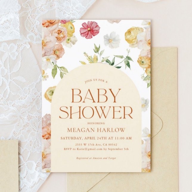 Invitación a Baby Shower del Chica Boho Spring Flo (Subido por el creador)