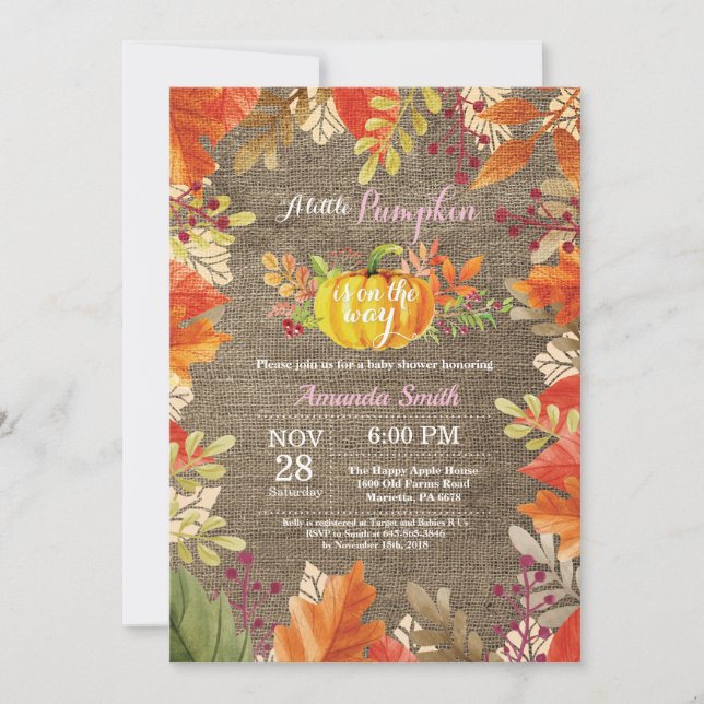 Invitación a Baby Shower del Chica Burlap de la ca (Anverso)