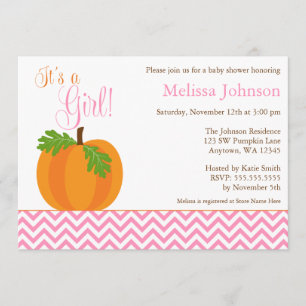 Invitación a Baby Shower del Chica Chevron Pumpkin
