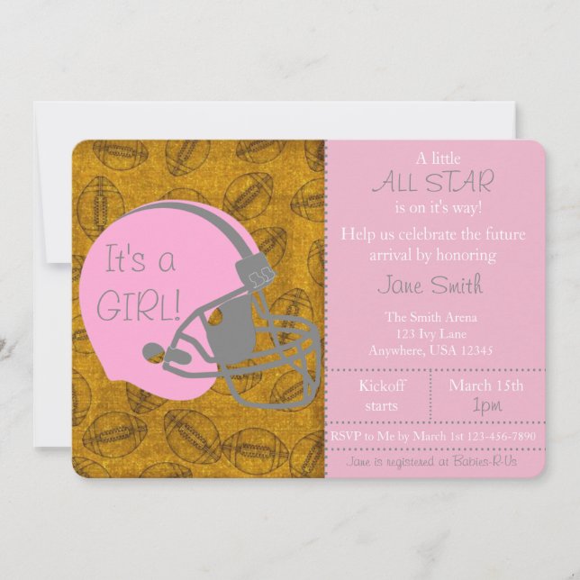 Invitación a Baby Shower del Chica con tema de Lit (Anverso)