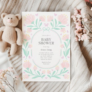 Invitación a Baby Shower del Chica de acuarela flo