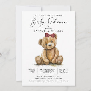Invitación a Baby Shower del Chica de acuarela Ted