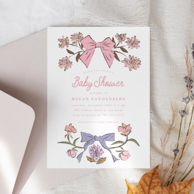 Invitación a Baby Shower del Chica de arcos y flor (Subido por el creador)