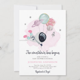 Invitación a Baby Shower del Chica de astronautas 