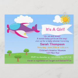 Invitación a Baby Shower del Chica de avión de Cut