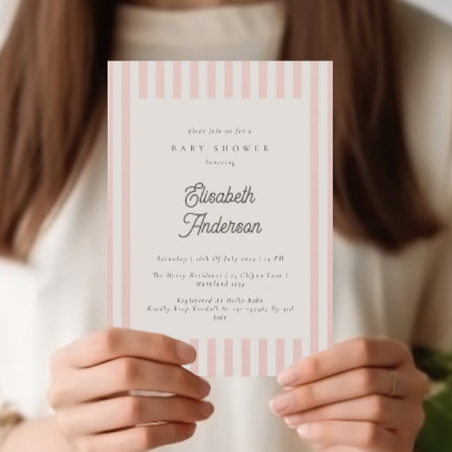 Invitación a Baby Shower del Chica de bandas rosad (Subido por el creador)