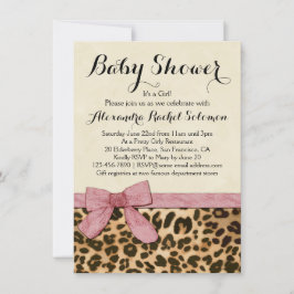 Invitación a Baby Shower del Chica de Bow rosado d
