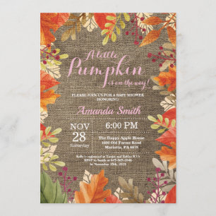 Invitación a Baby Shower del Chica de Burlap otoño
