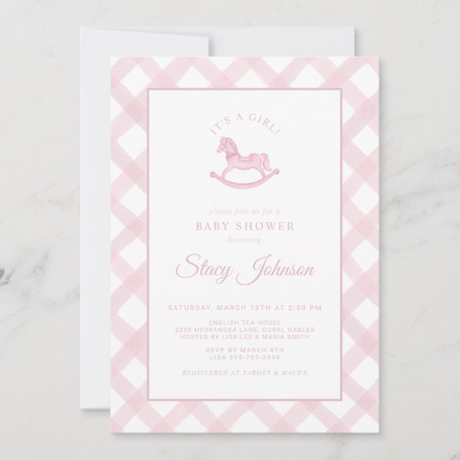Invitación a Baby Shower del Chica de Caballos Roc (Anverso)