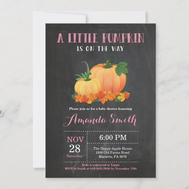 Invitación a Baby Shower del Chica de caída de cal (Anverso)