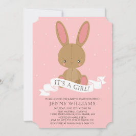Invitación a Baby Shower del Chica de conejo conej
