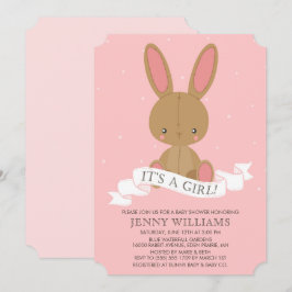 Invitación a Baby Shower del Chica de conejo conej
