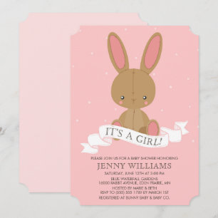Invitación a Baby Shower del Chica de conejo conej