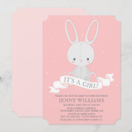 Invitación a Baby Shower del Chica de conejo conej