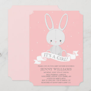 Invitación a Baby Shower del Chica de conejo conej