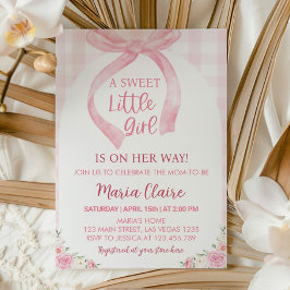 Invitación a Baby Shower del Chica de Coquette Bow