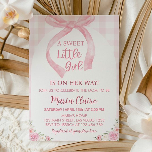 Invitación a Baby Shower del Chica de Coquette Bow (Subido por el creador)