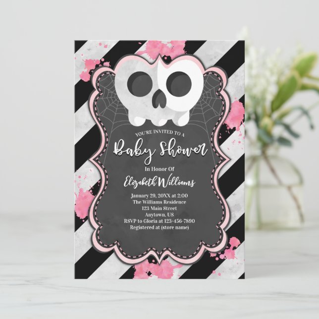 Invitación a Baby Shower del Chica de cráneo de Pu (Anverso de pie)