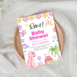 Invitación a Baby Shower del Chica de Dinosaurios