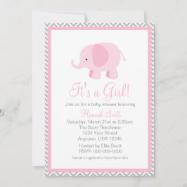 Invitación a Baby Shower del Chica de elefantes de