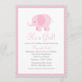 Invitación a Baby Shower del Chica de elefantes de