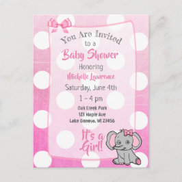 Invitación a Baby Shower del Chica de Elefantes Ro
