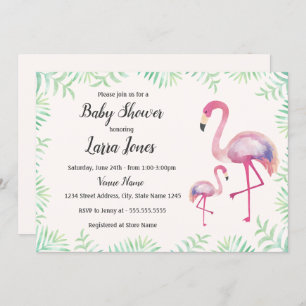 Invitación a Baby Shower del Chica de flamenco ros