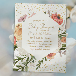 Invitación a Baby Shower del Chica de Flores de Bo