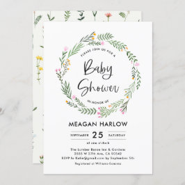 Invitación a Baby Shower del Chica de flores silve