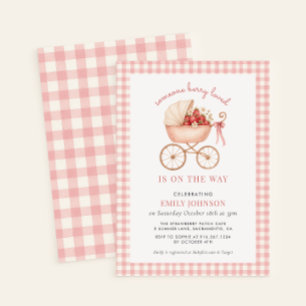 Invitación a Baby Shower del Chica de fresa amado