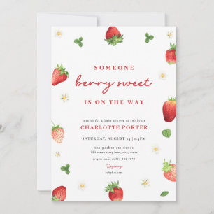 Invitación a Baby Shower del Chica de fresa Berry 