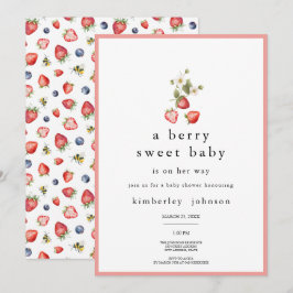 Invitación a Baby Shower del Chica de fresa dulce